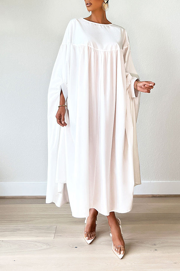 Batwing Sleeve Asymmetrical Hem Dress