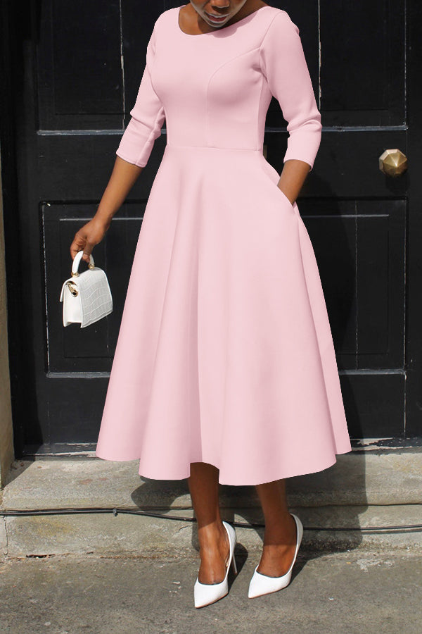 Elegant 3/4 Length Sleeve Swing Dress