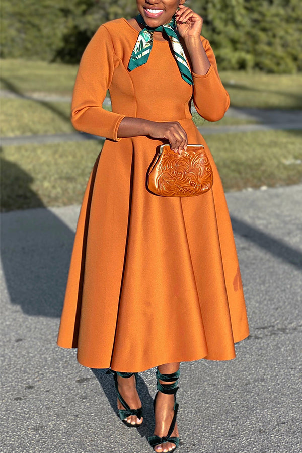 Elegant 3/4 Length Sleeve Swing Dress