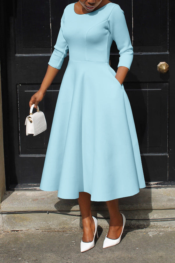 Elegant 3/4 Length Sleeve Swing Dress