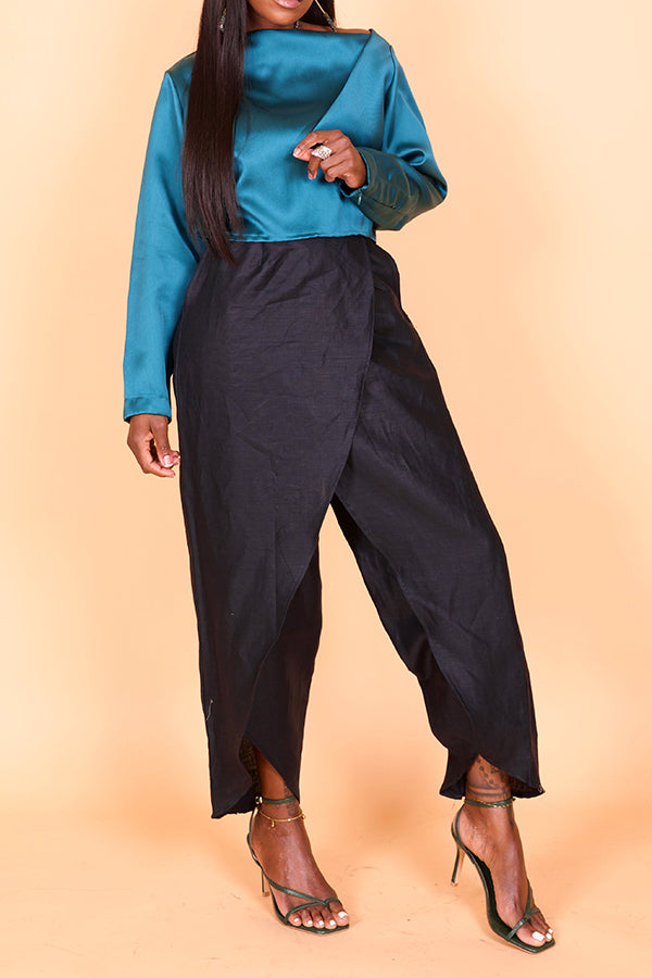 Chic Asymmetric Tulip Hem Pants