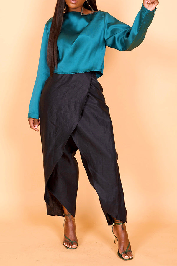 Chic Asymmetric Tulip Hem Pants