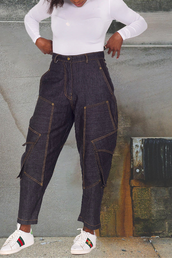 Casual Flap Pocket Carrot Cargo Pants