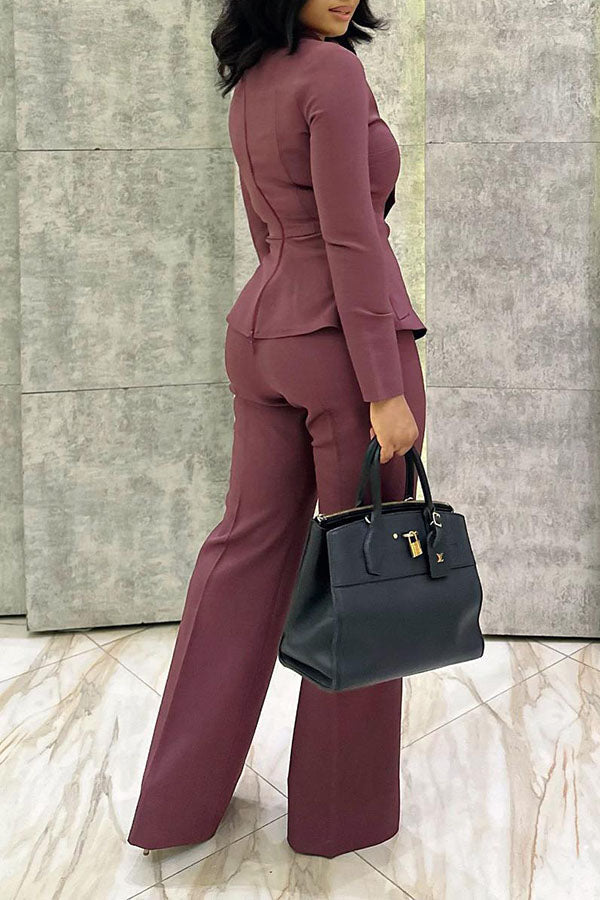 Elegant V-Neck Button Front Top & Pants Set