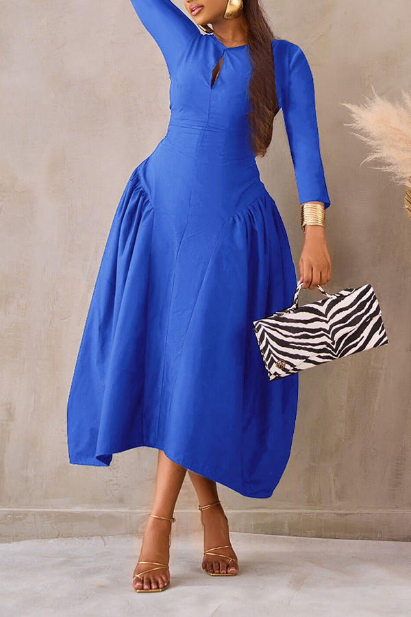 Chic Keyhole Neck Ruffle Hem Dress