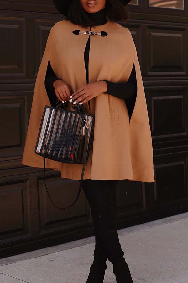 Classic Single Button Slant Pocket Cape