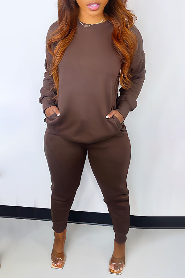 Solid Color Casual Tracksuits