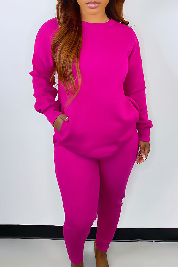 Solid Color Casual Tracksuits