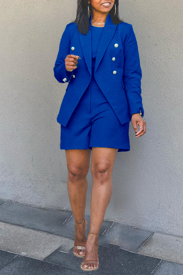 Double Breasted Blazer & Shorts Set