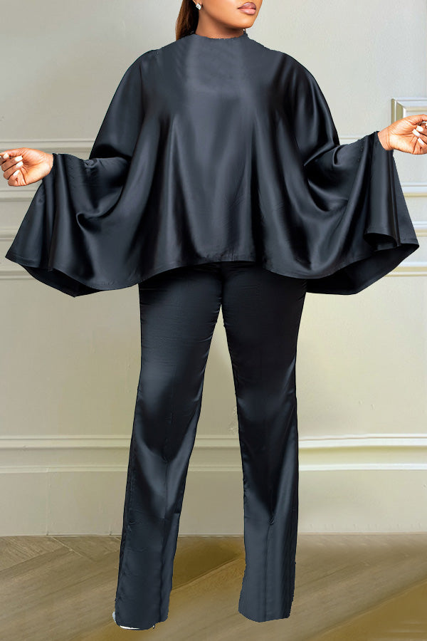 Batwing Sleeve Top & Straight Leg Pants Set