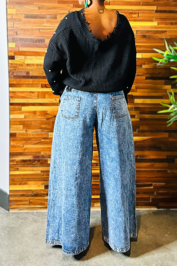 Acid Wash Wide Leg Jeans