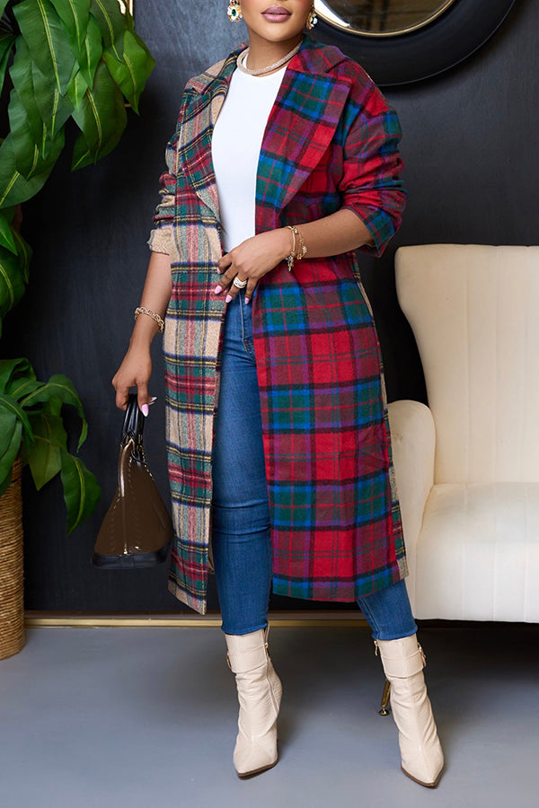 Colourful Plaid Dropped Shoulder Sleeve Blazer 