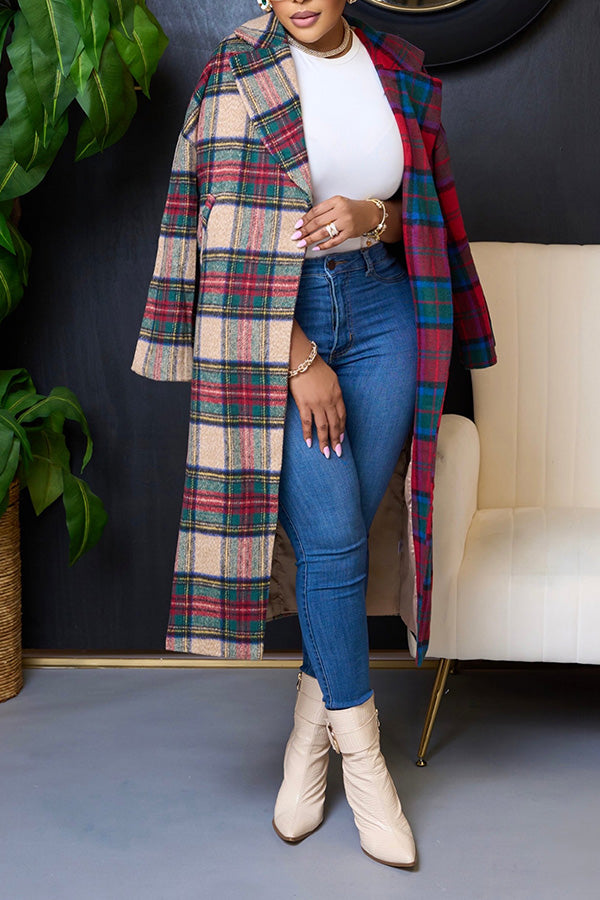 Colourful Plaid Dropped Shoulder Sleeve Blazer 