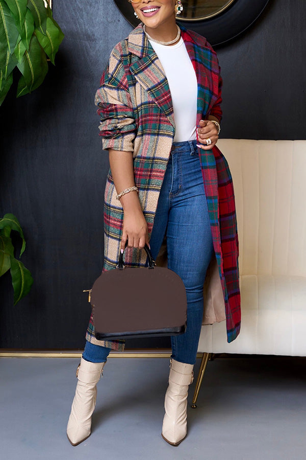 Colourful Plaid Dropped Shoulder Sleeve Blazer 