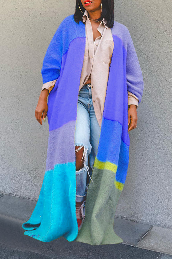 Stylish Colorblock Drop Shoulder Cardigan