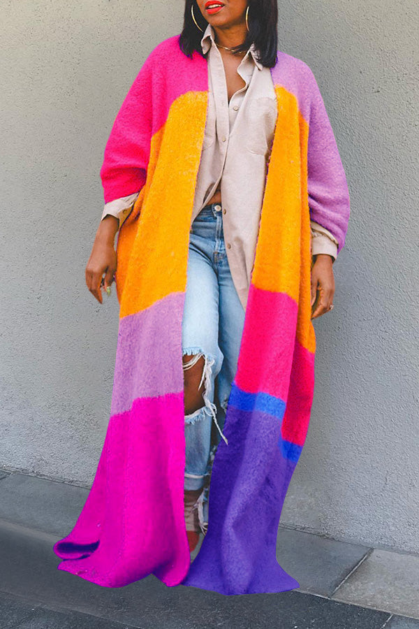 Stylish Colorblock Drop Shoulder Cardigan