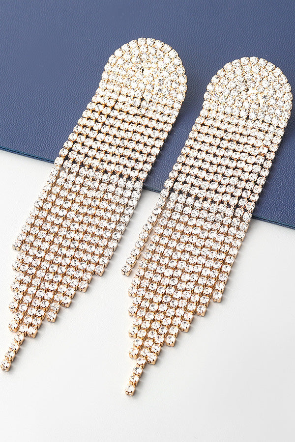 Rhinestone Long Tassel Earrings