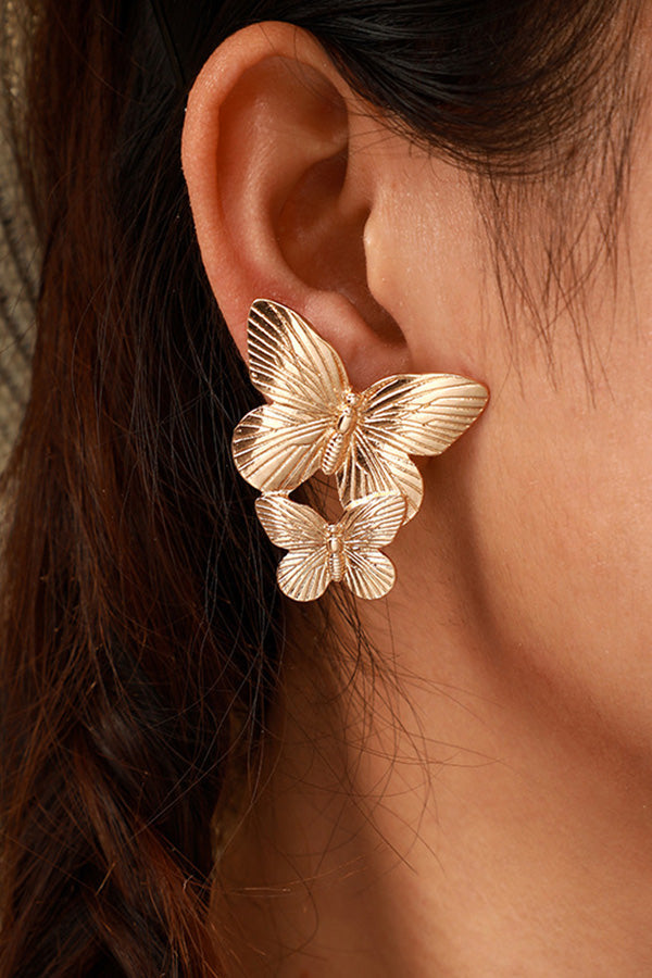 Metallic Two Butterfly Earrings