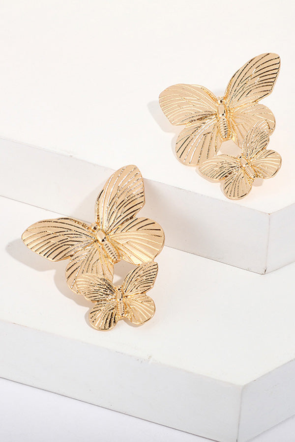 Metallic Two Butterfly Earrings