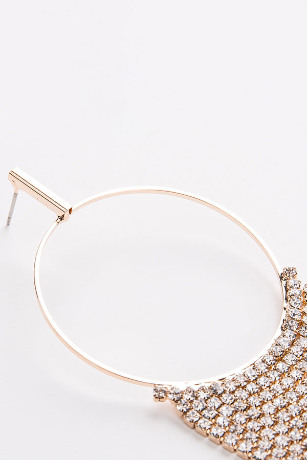 Diamond Hoop Tassel Earrings