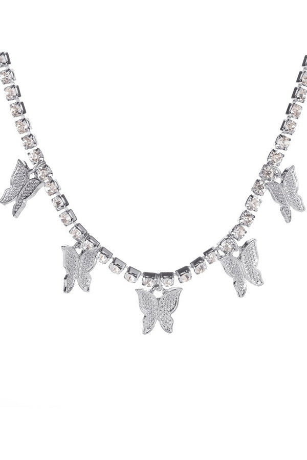 Rhinestone Butterfly Pendant Necklace