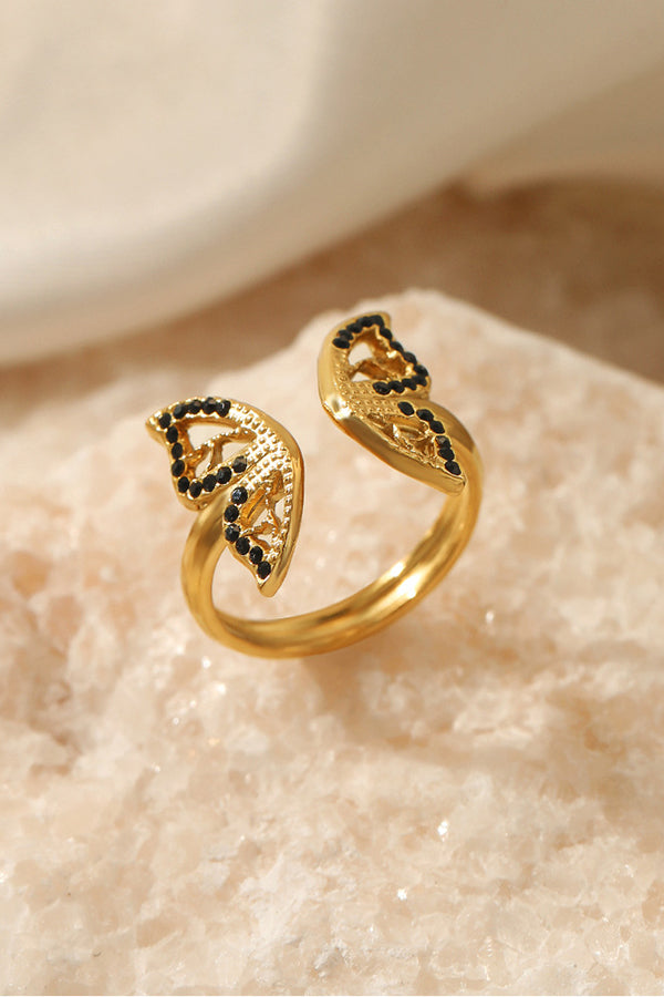 Metal Black Diamond Butterfly Ring