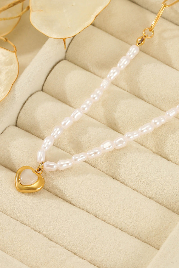 Elegant Pearl Heart Pendant Necklace