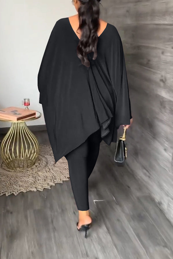 Batwing Sleeves V-Neck Pants Suit