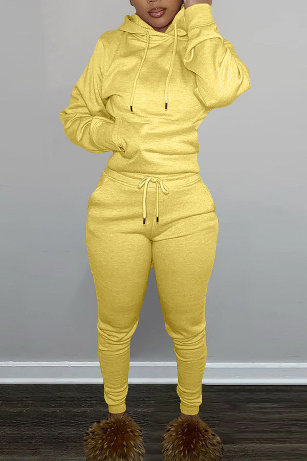 Drawstring Hoodie & Sweatpants Set