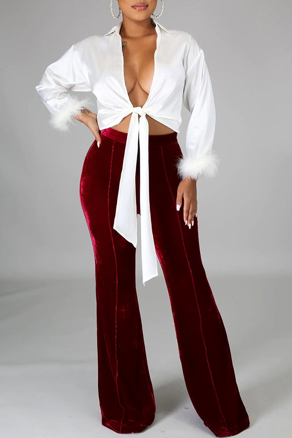 High-waist Velvet Pants