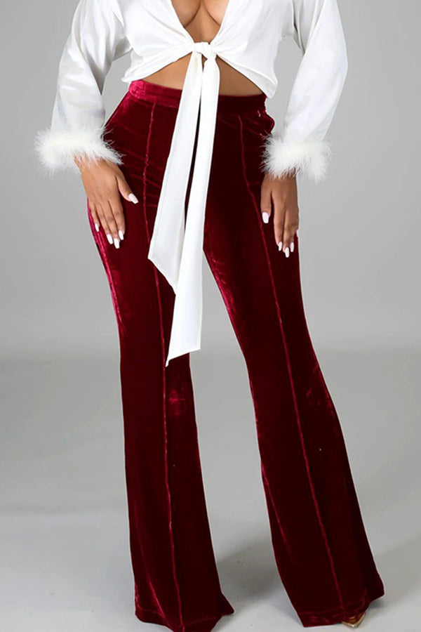 High-waist Velvet Pants