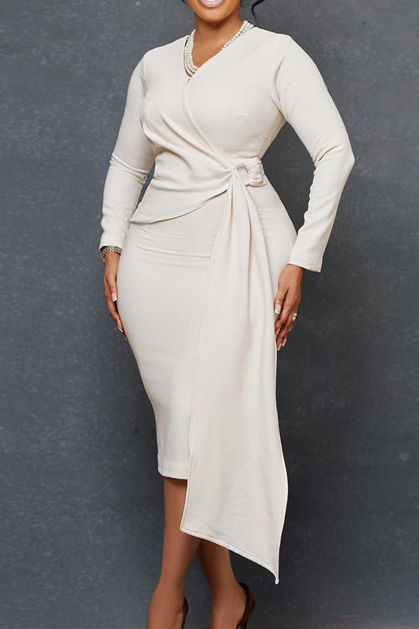 Surplice Neck O-ring Detail Dress