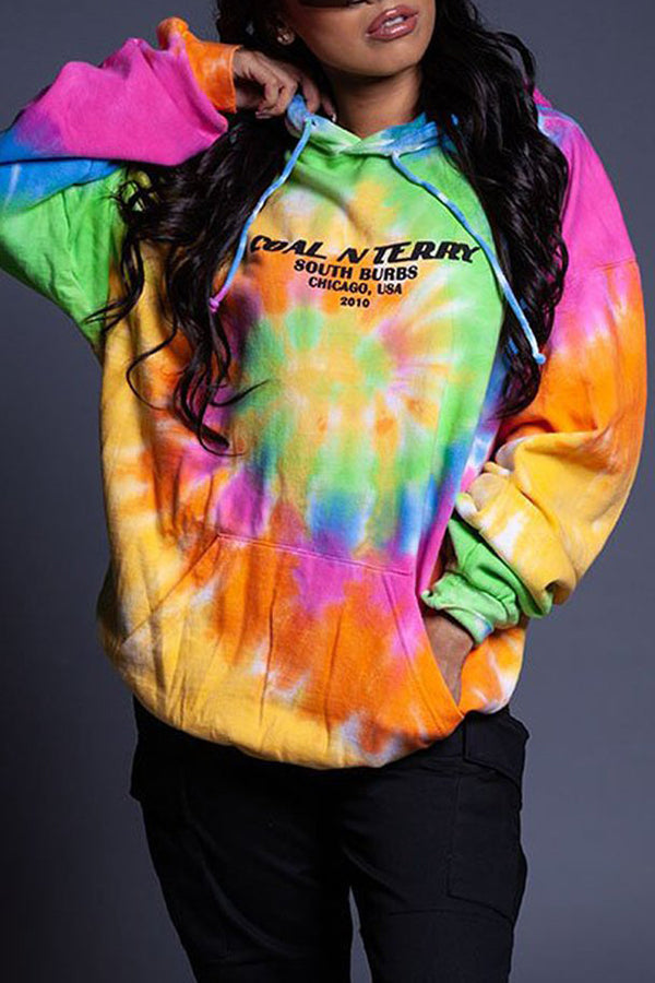 Tie Dye Letter Graphic Hoodie