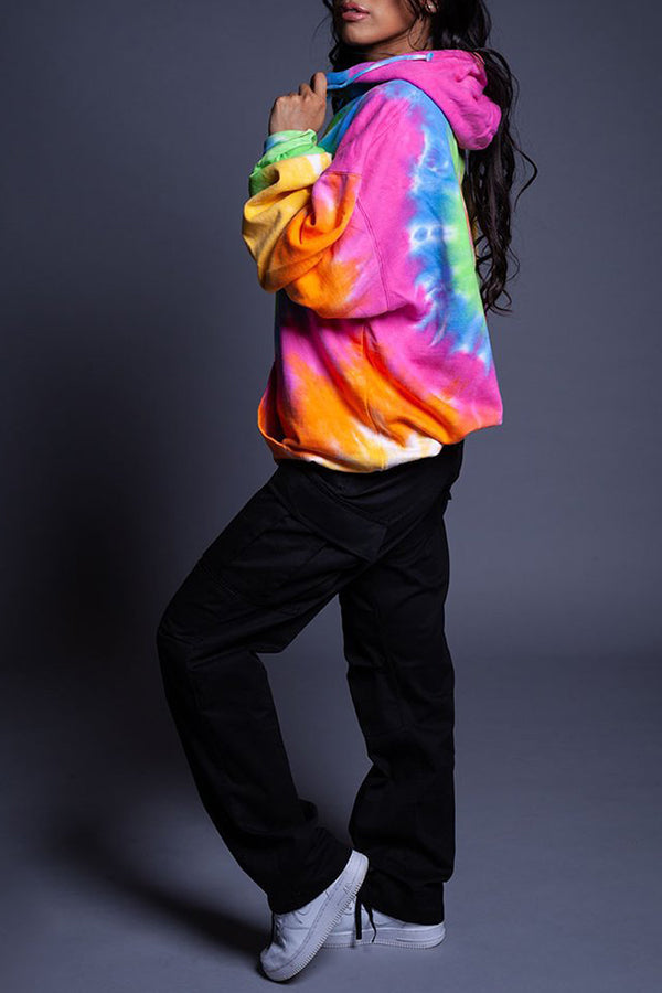 Tie Dye Letter Graphic Hoodie