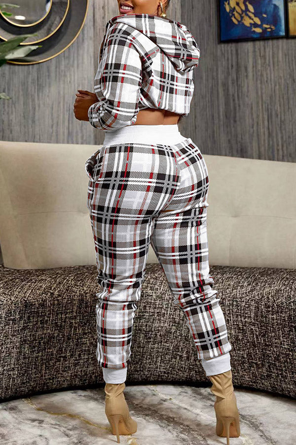 Plaid Zip Up Hoodie & Pants Set