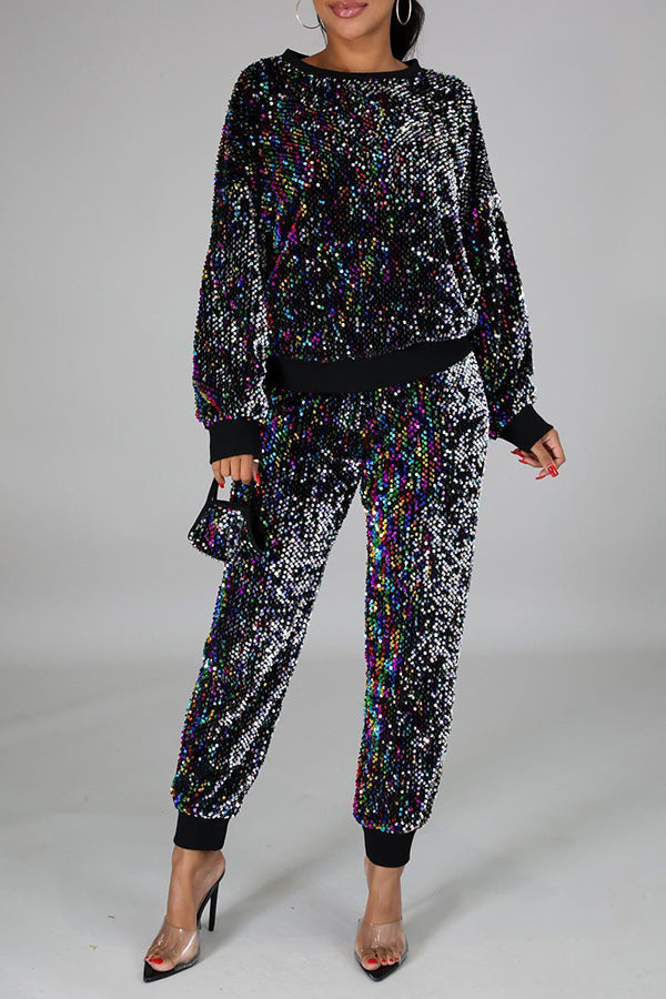 Sequin Casual Pant Suits