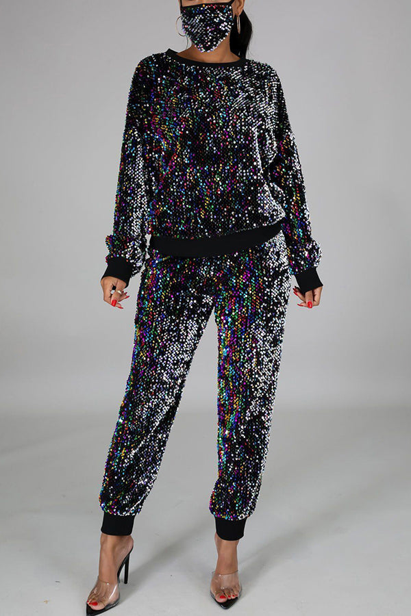 Sequin Casual Pant Suits