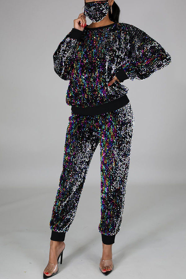 Sequin Casual Pant Suits