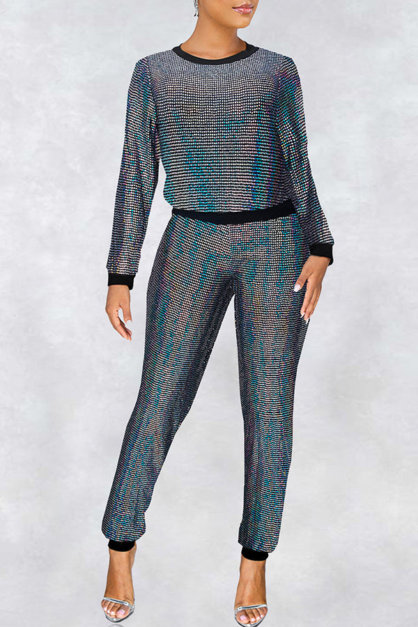 Sequins Casual Pant Suits