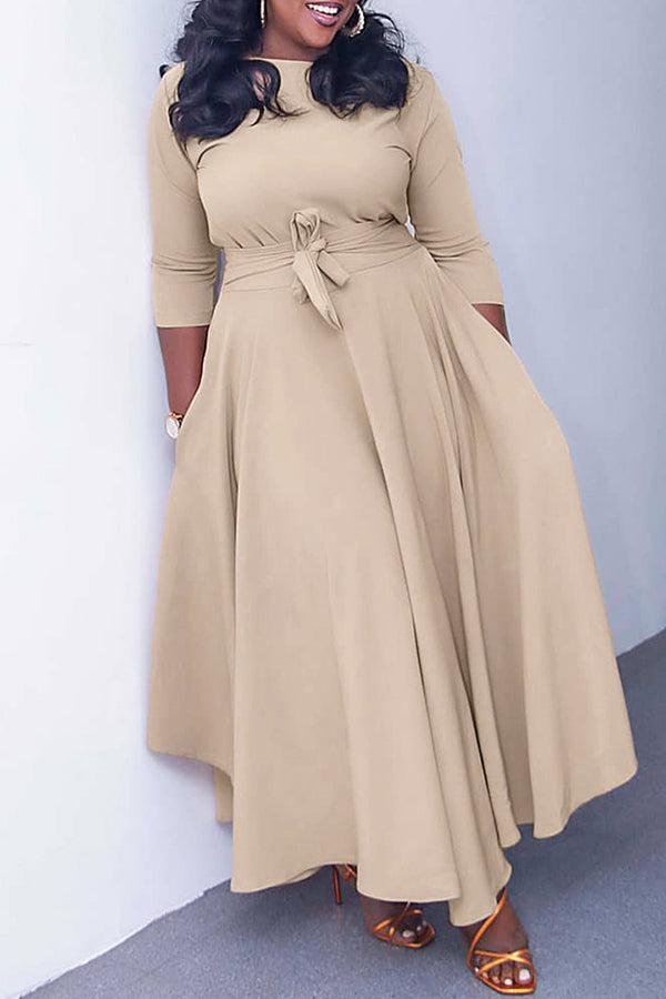 Tie Front 3/4 Length Sleeve Dress