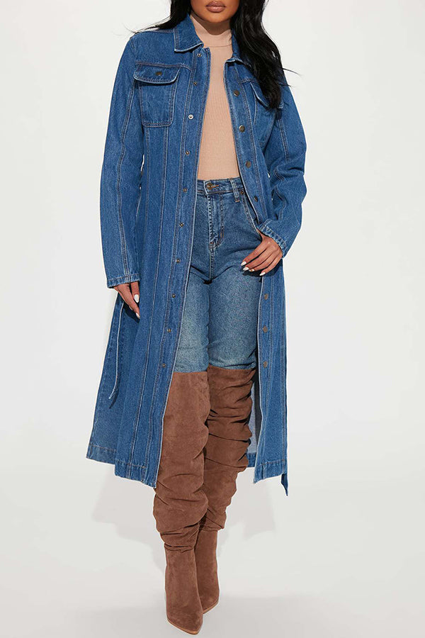 Oversized Denim Outwear with Belt