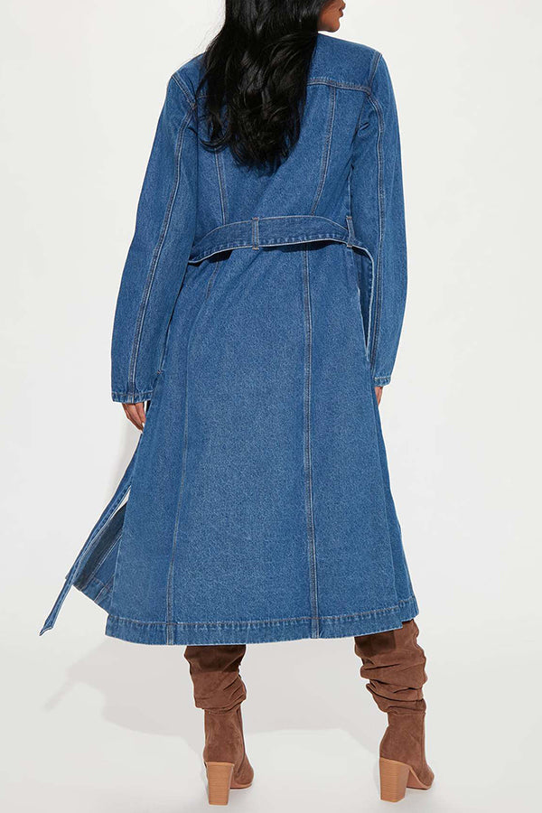 Oversized Denim Outwear with Belt