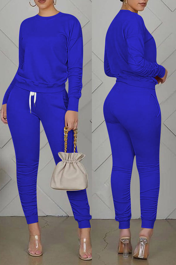 Solid Color Casual Pant Suits