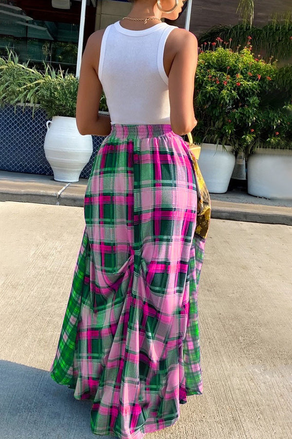 Patchwork Plaid Skirt