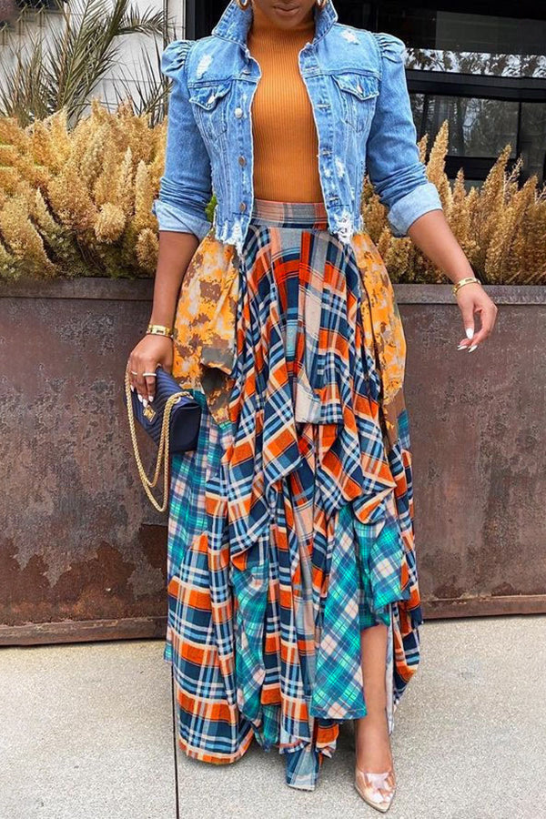 Patchwork Plaid Skirt