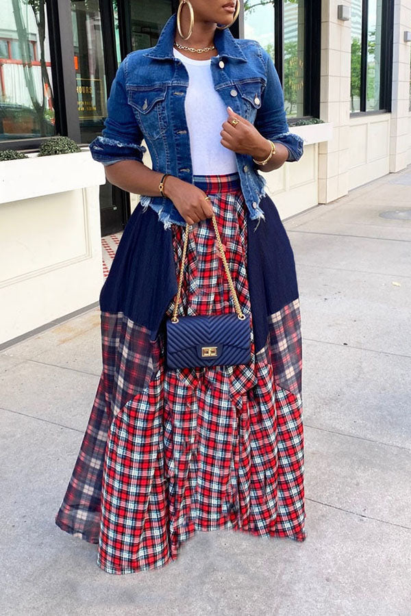 Patchwork Plaid Skirt