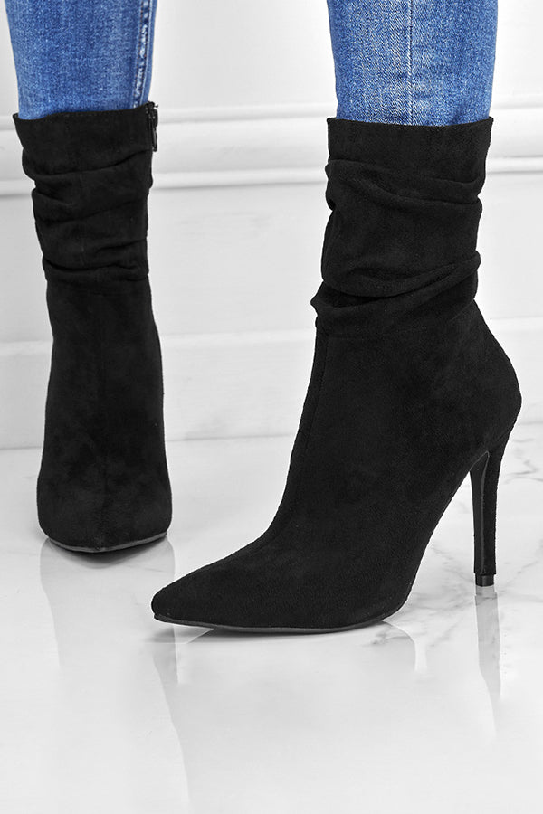 Mid Suede High-heeled Boots
