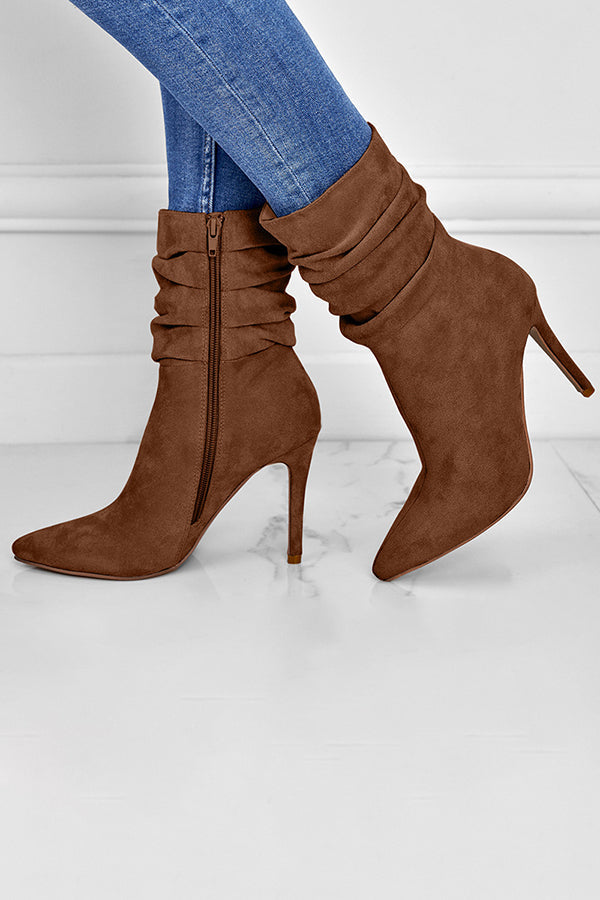 Mid Suede High-heeled Boots
