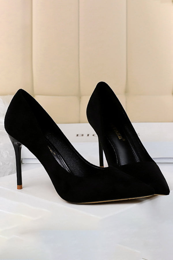 Suede Pointed Toe High Heels