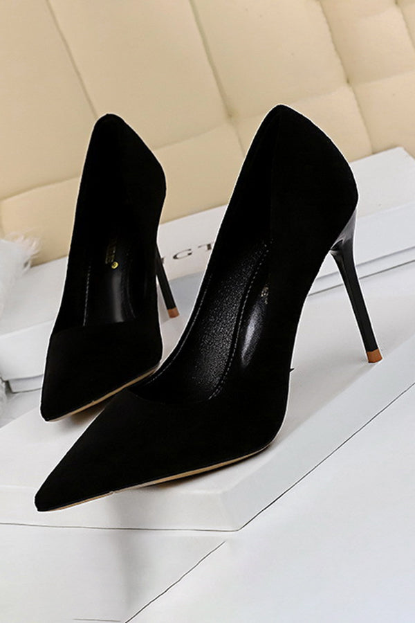 Suede Pointed Toe High Heels